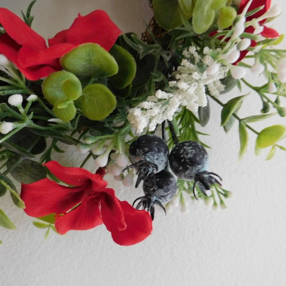 Patriotic‎ Candle Ring Red White Blue Mini Wreath Cabinet Wreath 4th of July